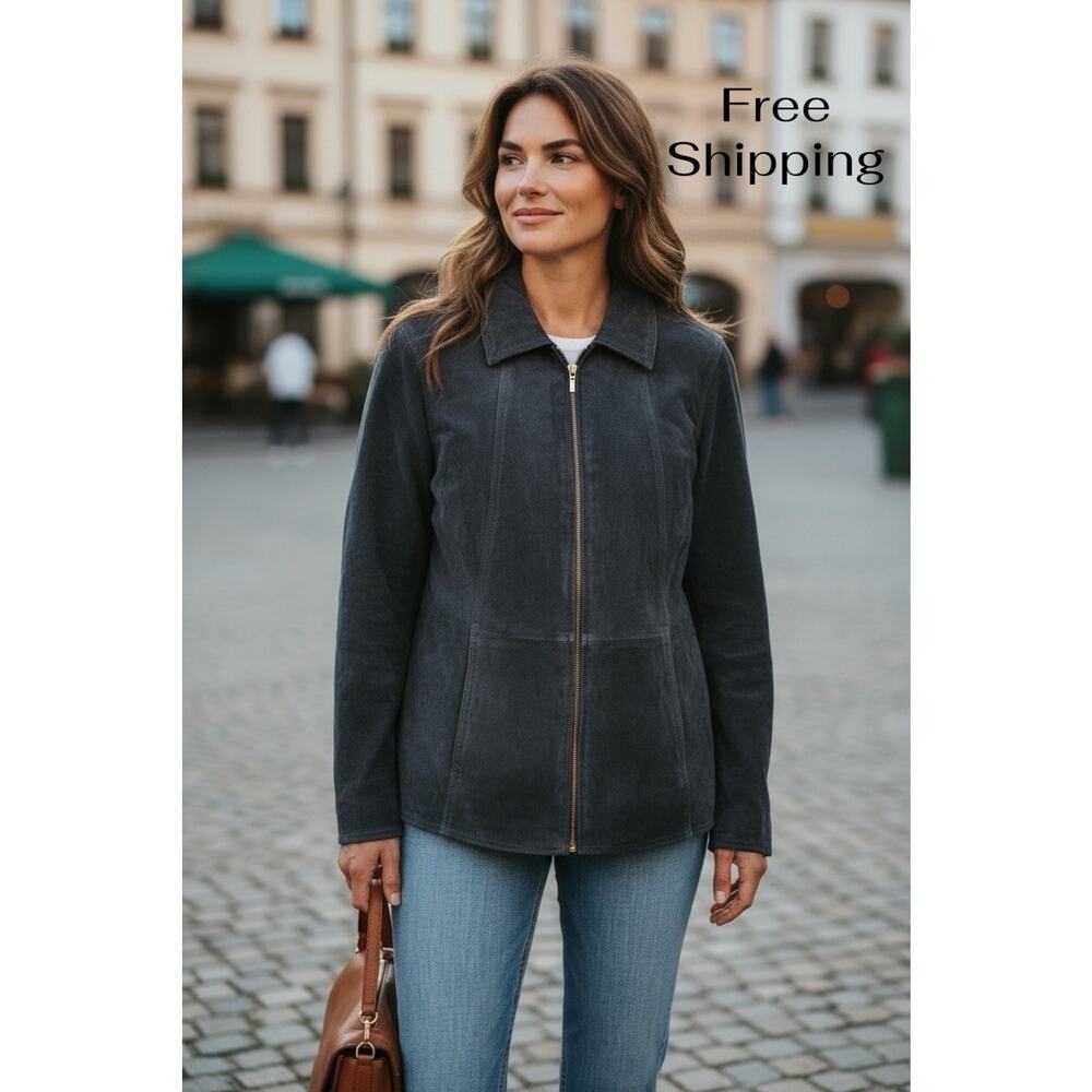 Coldwater Creek Women's Black Leather Jacket Size XS 226-V05